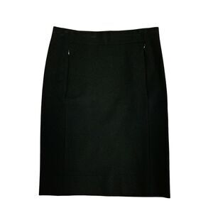 Diane Von Furstenberg Skirt Women 6 Black Front Zip Panel Pockets Side Zip Ponte